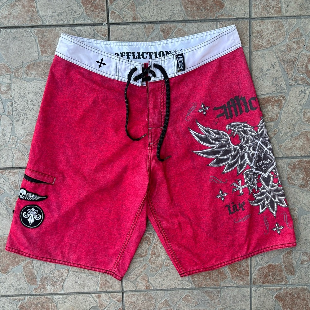 Y2K Affliction beach shorts trunks